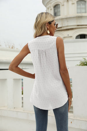 Swiss Dot Notched Neck Tank - 9 colors