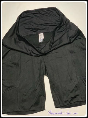 Biker Shorts Yoga Band w/ pockets BLACK - Buttery Soft by Zenana