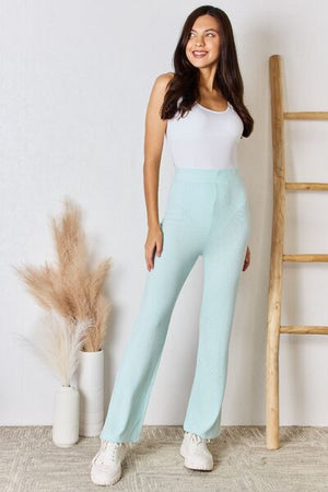 RISEN High Waist Ultra Soft Knit Flare Pants Mint