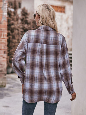 Plaid Dropped Shoulder Flannel Shirt - 7 colors