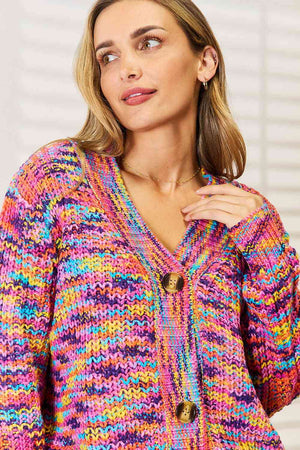 V-Neck Multicolor Long Sleeve Cardigan