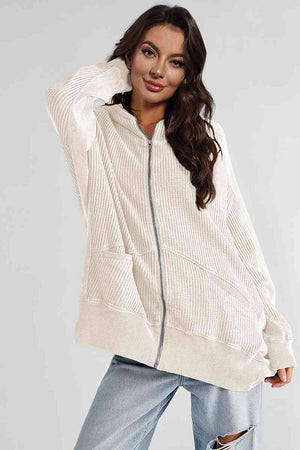 Hanging Out Zip-Up Long Sleeve Relaxed Hooded Jacket - 6 colors