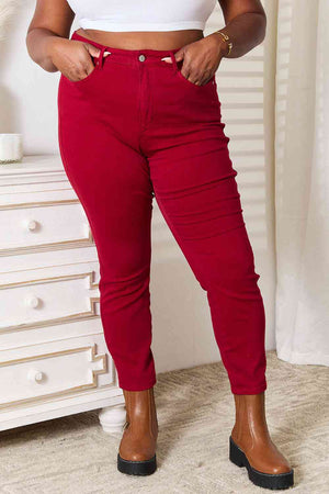 Judy Blue High Waist Tummy Control Skinny Jeans Deep Red