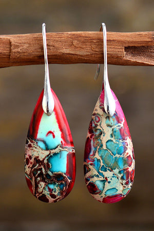 Handmade Teardrop Shape Natural Stone Dangle Earrings - 6 variations