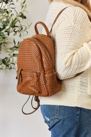 SHOMICO PU Leather Woven Backpack - 2 colors