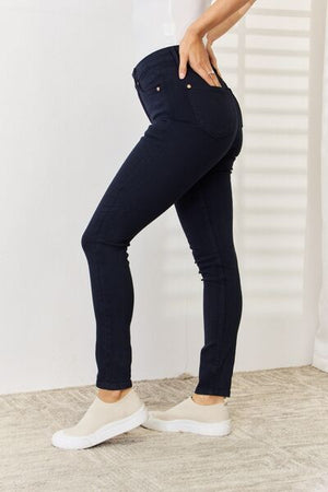 Judy Blue High Waist Garment Dyed Tummy Control Skinny Jeans Navy