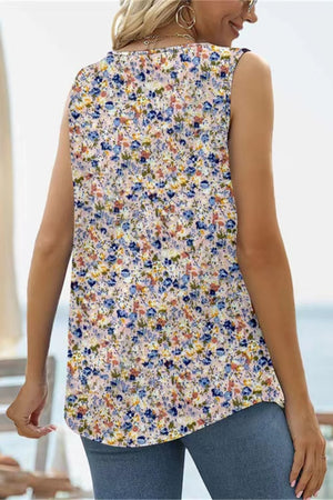 Printed Square Neck Curved Hem Tank - 8 designs