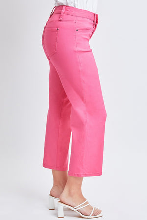 YMI Jeanswear Mid Rise Hyperstretch Cropped Straight Pants in Coral