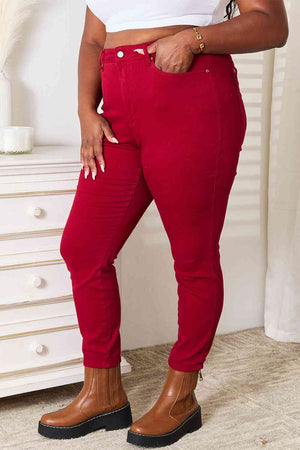 Judy Blue High Waist Tummy Control Skinny Jeans Deep Red