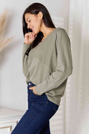 Culture Code V-Neck Long Sleeve T-Shirt Sage