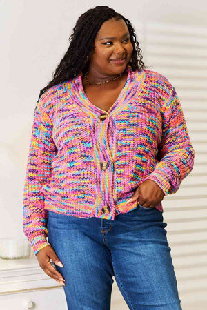 V-Neck Multicolor Long Sleeve Cardigan