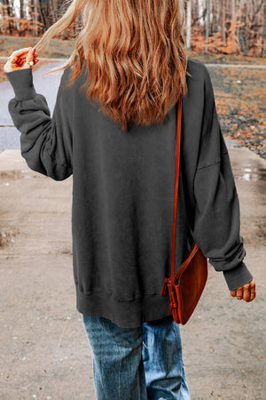 Dropped Shoulder Round Neck Long Sleeve Oversized top - 5 colors