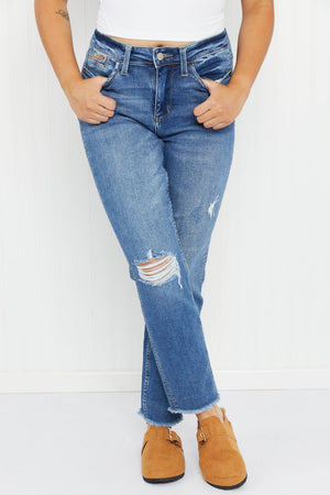 Judy Blue High Rise JB Embroidered Pocket Boyfriend Jeans