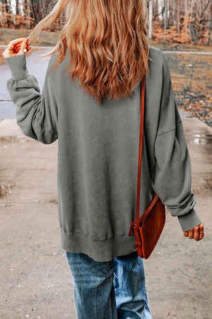 Dropped Shoulder Round Neck Long Sleeve Oversized top - 5 colors