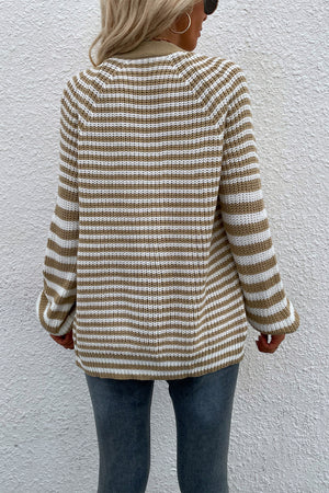 Striped V-Neck Button-Down Cardigan - 6 colors