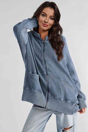 Hanging Out Zip-Up Long Sleeve Relaxed Hooded Jacket - 6 colors