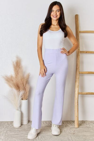 RISEN High Waist Ultra Soft Knit Flare Pants Lavender