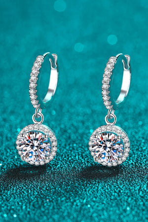 Moissanite Round-Shaped 2 Carat Drop Earrings