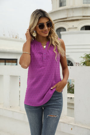 Swiss Dot Notched Neck Tank - 9 colors