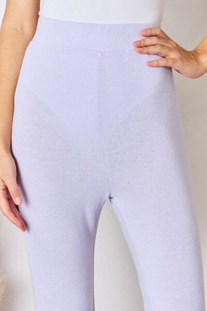 RISEN High Waist Ultra Soft Knit Flare Pants Lavender