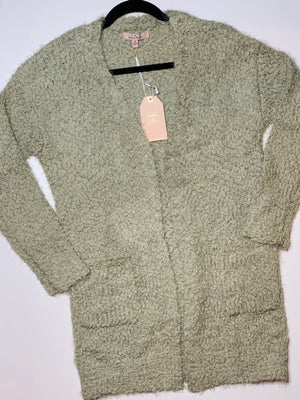 Fuzzy Wuzzy Popcorn Cardigan - Moss