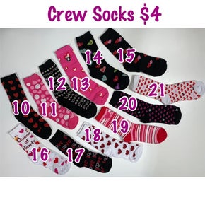 Valentines Day CREW Socks - Assortment heart