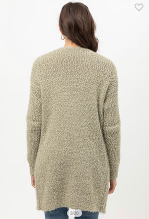 Fuzzy Wuzzy Popcorn Cardigan - Moss