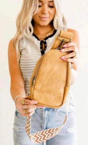 Vegan Leather Sling Purse - Pink